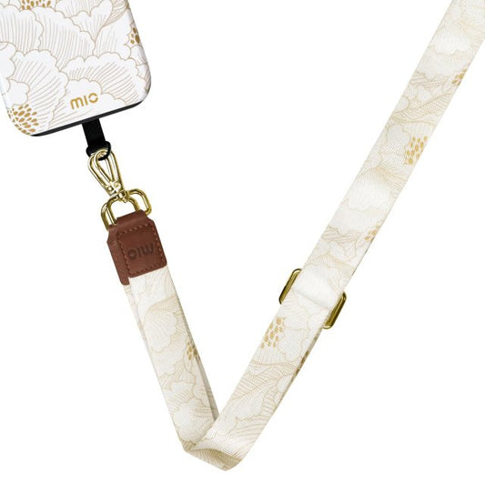 MIO Lanyard Universeel Nylon Telefoonkoord / Telefoonketting White Roses - 123TelecomShop