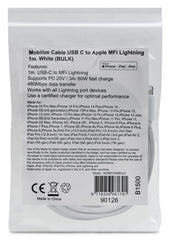 Mob Oem Cable Usb-C To Apple Lightning (Non Mfi) 1M. White (Bulk) - 123TelecomShop