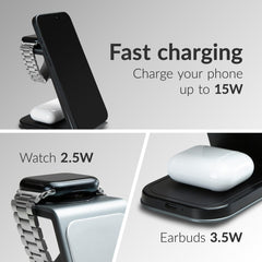 Mobilize 3In1 Aluminium Wireless Charger Station 15W - 123TelecomShop