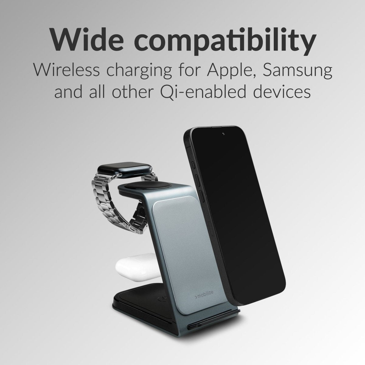 Mobilize 3In1 Aluminium Wireless Charger Station 15W - 123TelecomShop