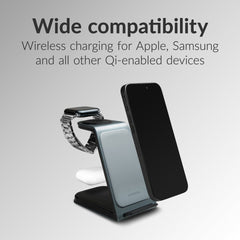 Mobilize 3In1 Aluminium Wireless Charger Station 15W - 123TelecomShop
