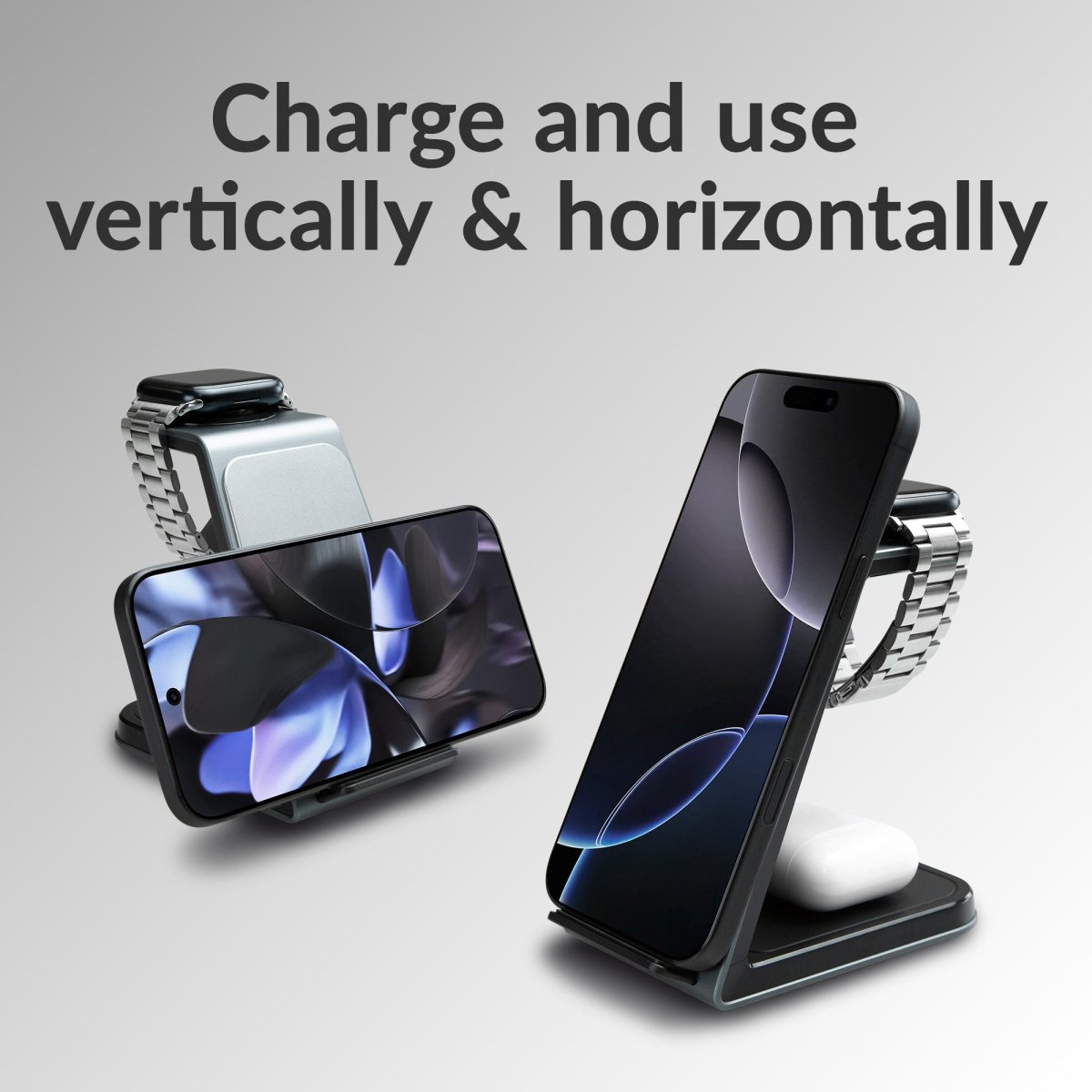 Mobilize 3In1 Aluminium Wireless Charger Station 15W - 123TelecomShop