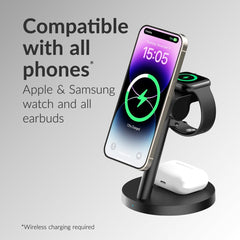 Mobilize 3In1 Charger Station Magsafe Compatible 25W Qi2.2 Black - 123TelecomShop