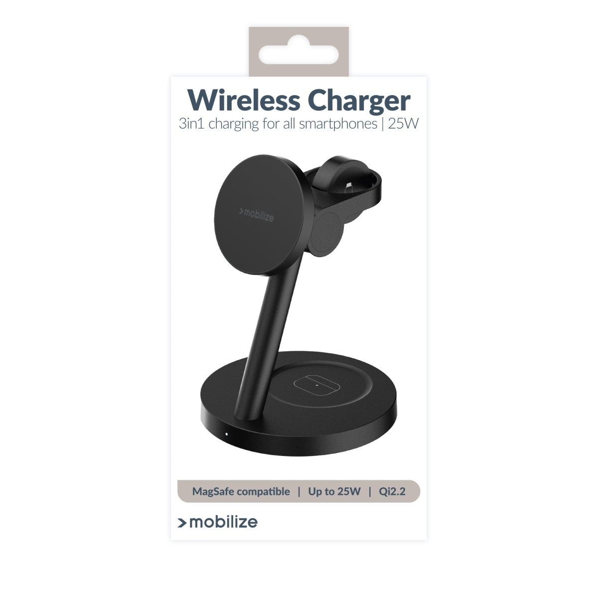 Mobilize 3In1 Charger Station Magsafe Compatible 25W Qi2.2 Black - 123TelecomShop