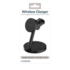 Mobilize 3In1 Charger Station Magsafe Compatible 25W Qi2.2 Black - 123TelecomShop