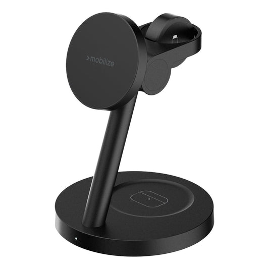 Mobilize 3In1 Charger Station Magsafe Compatible 25W Qi2.2 Black - 123TelecomShop