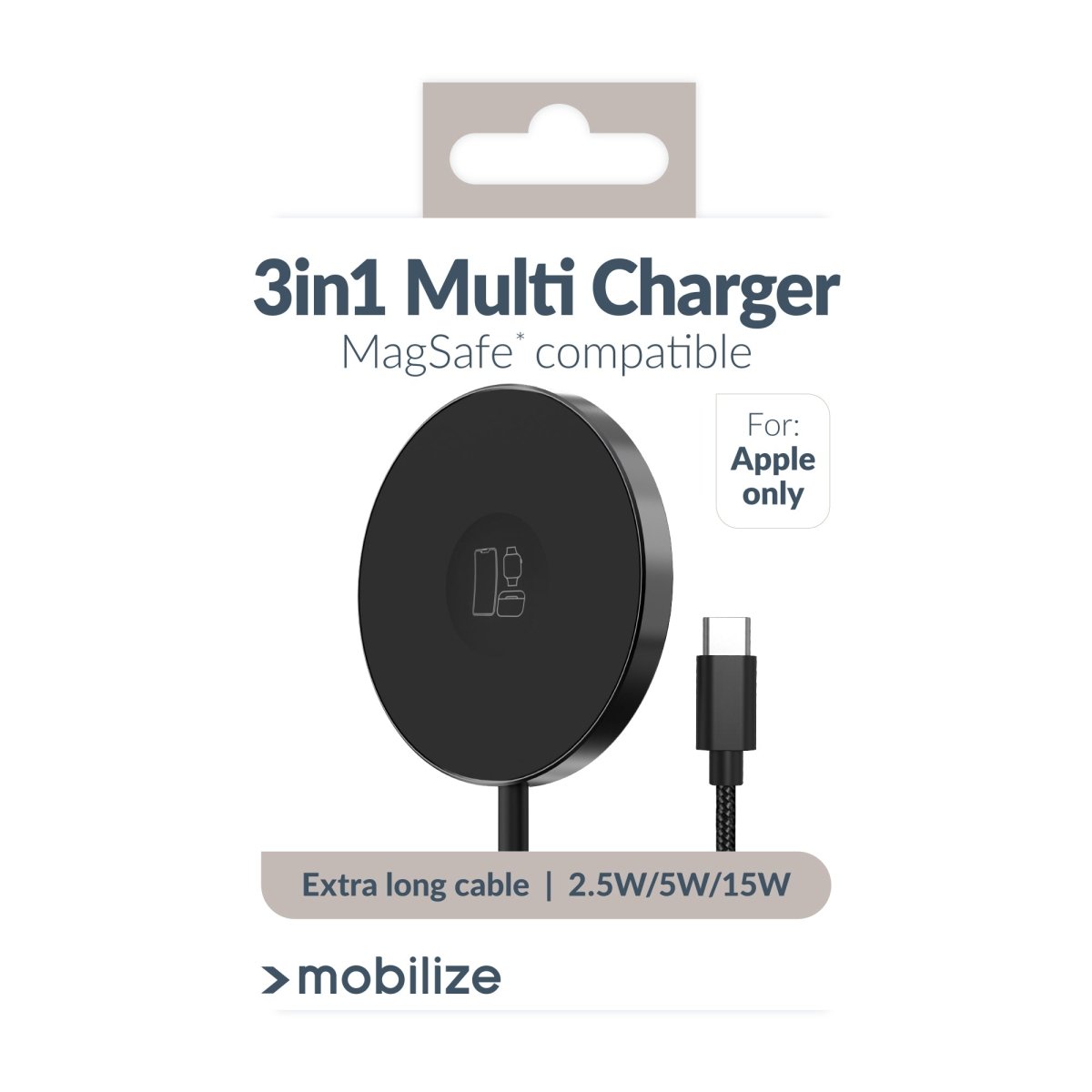 Mobilize 3In1 Magnetic Wireless Charger Magsafe Compatible 15W Black - 123TelecomShop