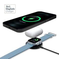 Mobilize 3In1 Magnetic Wireless Charger Magsafe Compatible 15W Black - 123TelecomShop