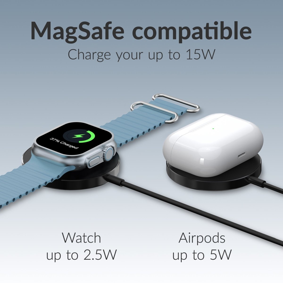 Mobilize 3In1 Magnetic Wireless Charger Magsafe Compatible 15W Black - 123TelecomShop