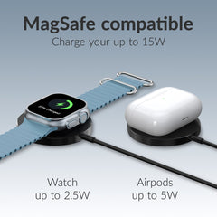 Mobilize 3In1 Magnetic Wireless Charger Magsafe Compatible 15W Black - 123TelecomShop