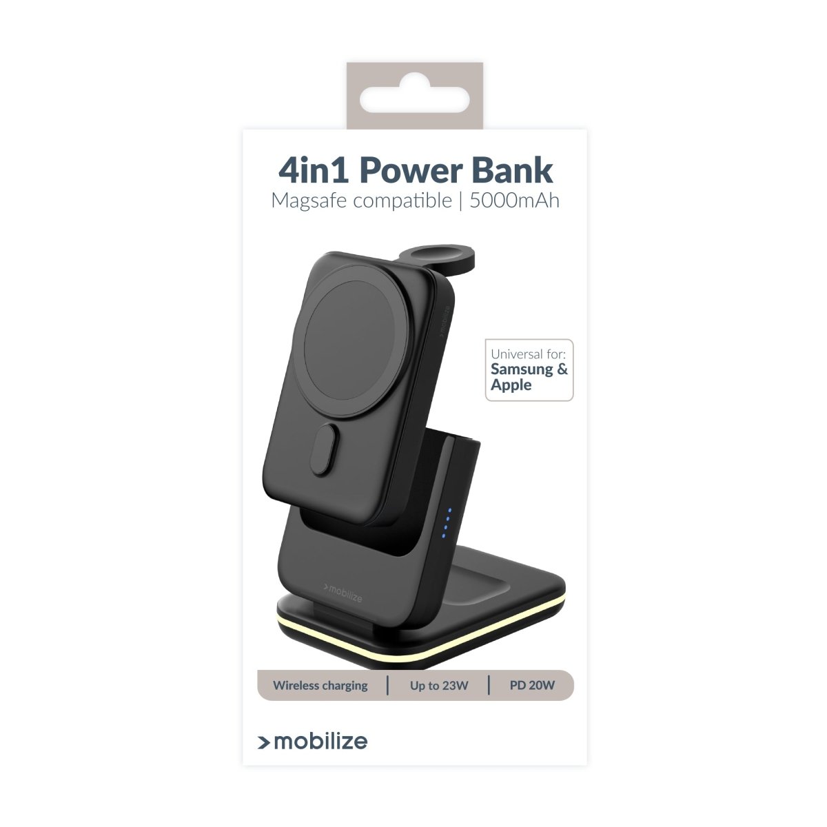 Mobilize 4In1 Wireless Charger Station With Detachable Power Bank 5000Mah Black - 123TelecomShop
