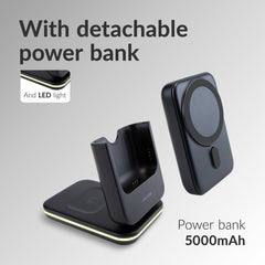 Mobilize 4In1 Wireless Charger Station With Detachable Power Bank 5000Mah Black - 123TelecomShop