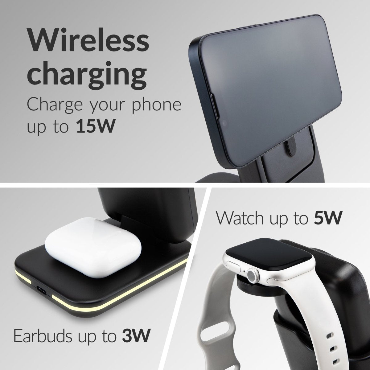 Mobilize 4In1 Wireless Charger Station With Detachable Power Bank 5000Mah Black - 123TelecomShop