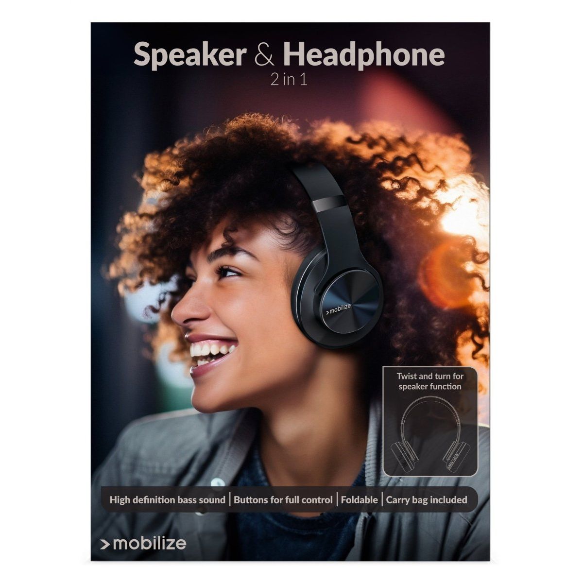 Mobilize Bluetooth Headphone With Speaker Function Black - 123TelecomShop