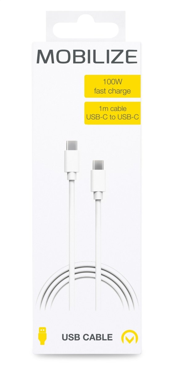 Mobilize Cable Usb-C To Usb-C 1M. 100W White - 123TelecomShop