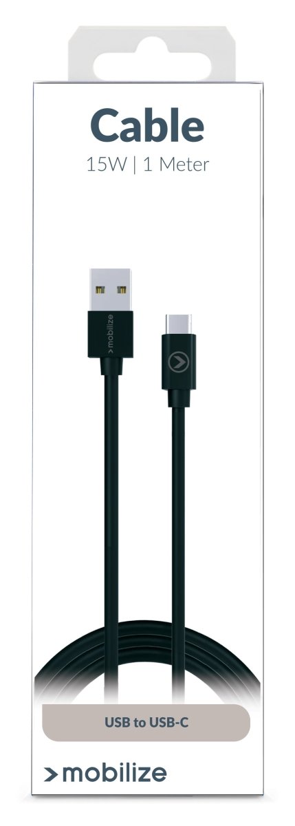 Mobilize Charge/Sync Cable Usb-C 1M. 15W Black - 123TelecomShop