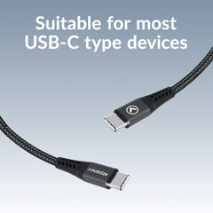 Mobilize Magnetic Nylon Cable - Usb-C To Usb-C - 1M. - 100W Black - 123TelecomShop