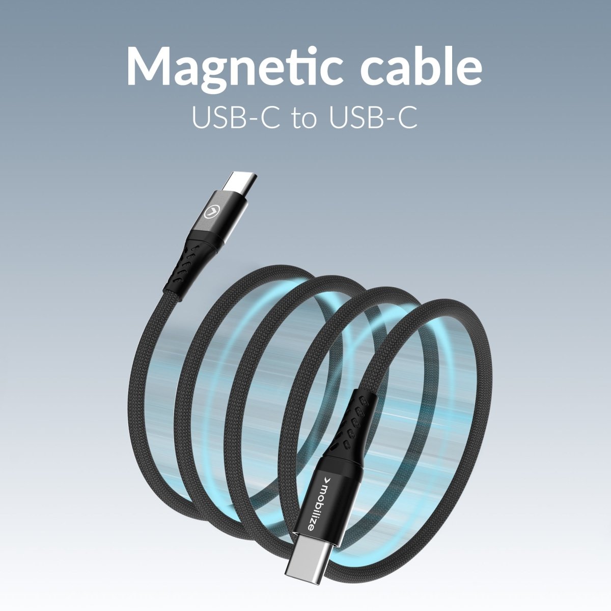 Mobilize Magnetic Nylon Cable - Usb-C To Usb-C - 1M. - 100W Black - 123TelecomShop