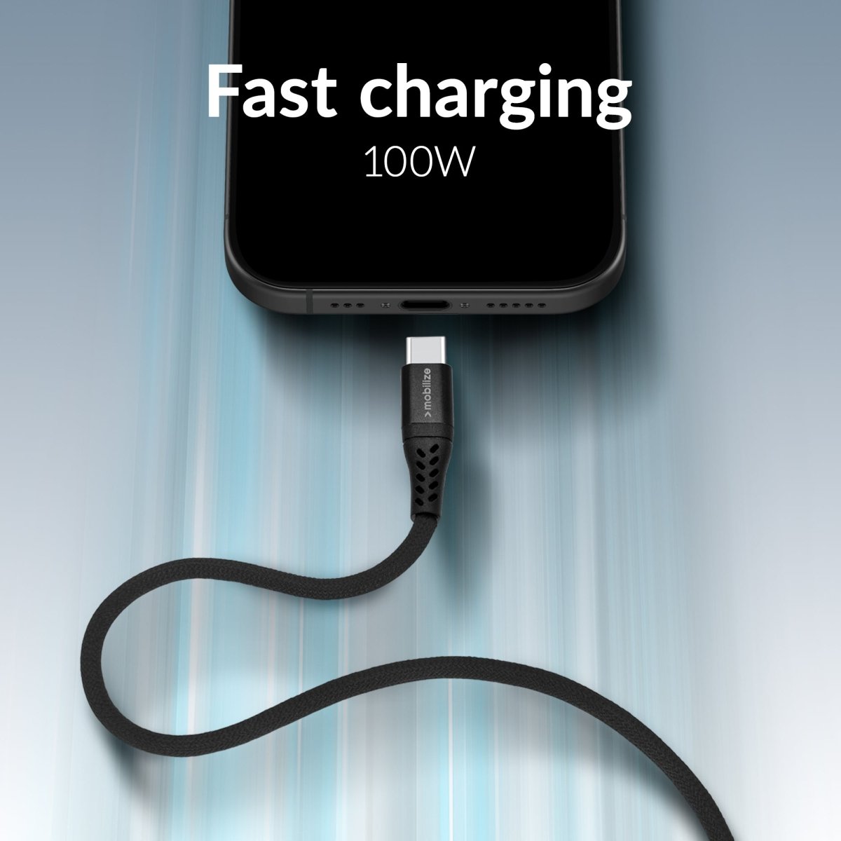 Mobilize Magnetic Nylon Cable - Usb-C To Usb-C - 1M. - 100W Black - 123TelecomShop