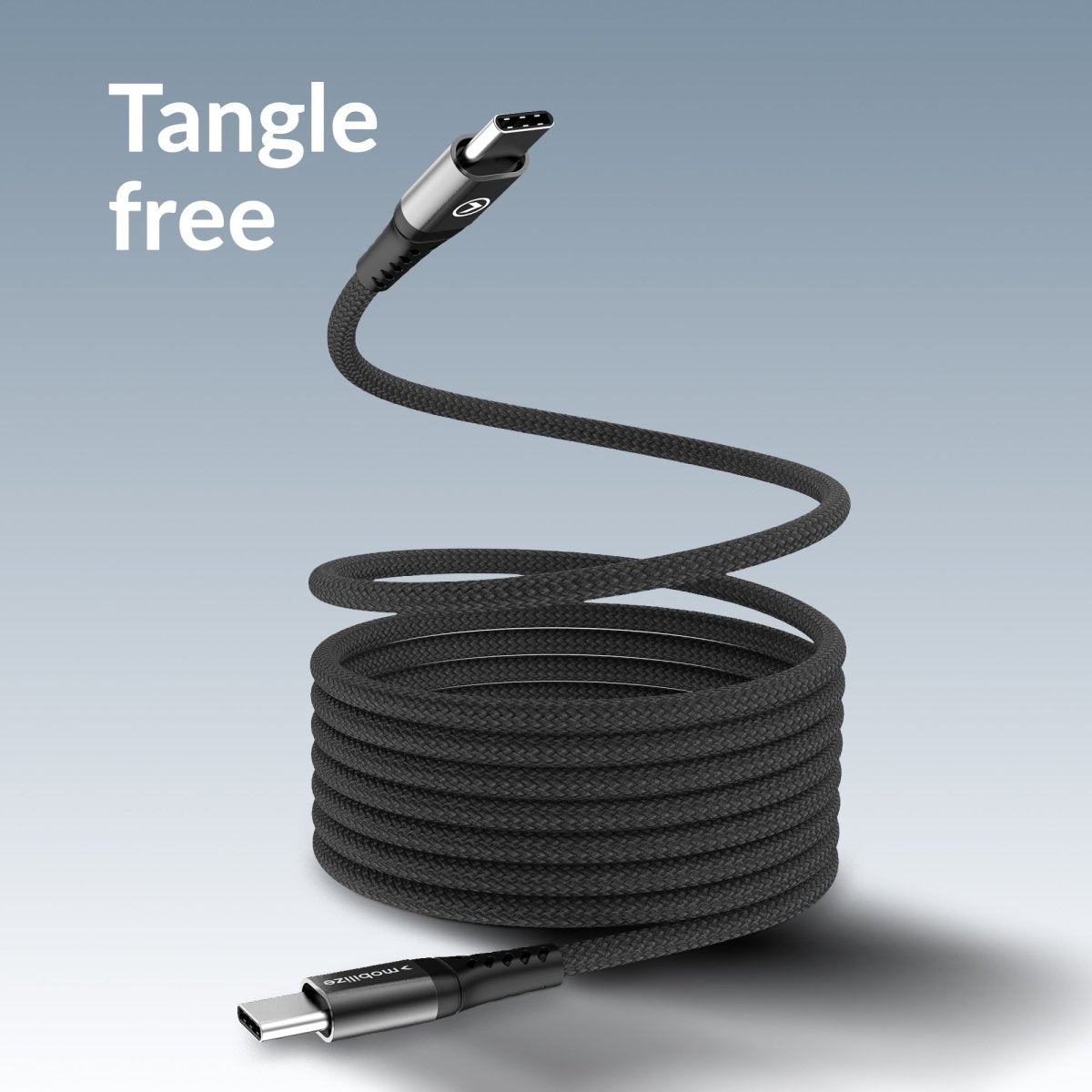 Mobilize Magnetic Nylon Cable - Usb-C To Usb-C - 2M. - 100W Black - 123TelecomShop