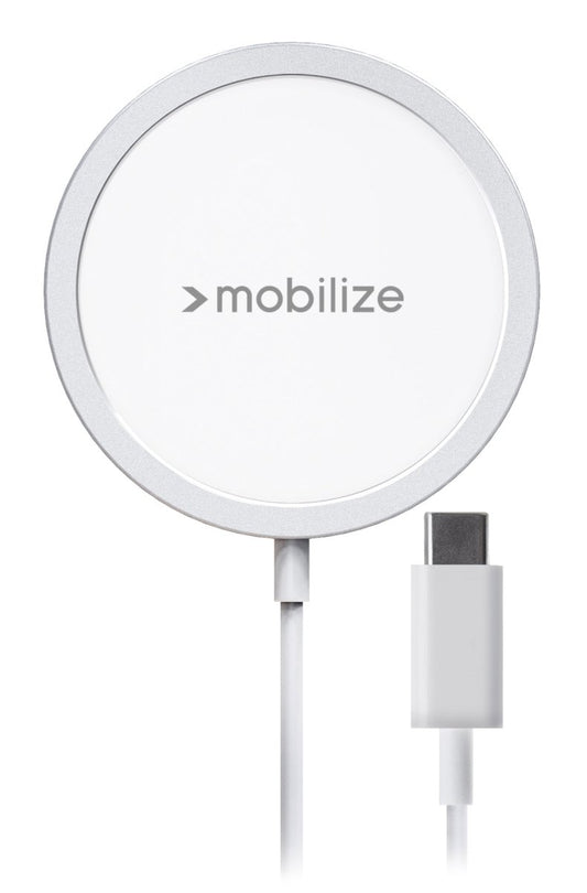 Mobilize Magnetic Wireless Charger Magsafe Compatible 15W White Aluminium - 123TelecomShop
