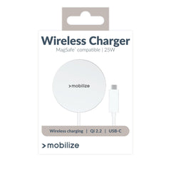 Mobilize Magnetic Wireless Charger Magsafe Compatible 25W Qi2.2 White Aluminium - 123TelecomShop