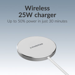 Mobilize Magnetic Wireless Charger Magsafe Compatible 25W Qi2.2 White Aluminium - 123TelecomShop