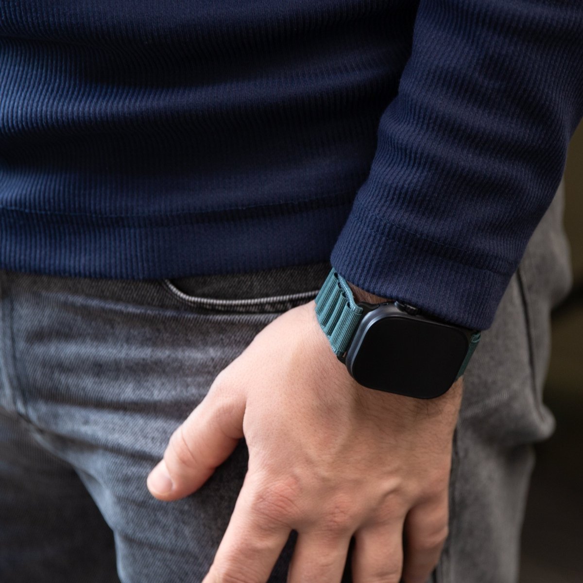 Mobilize Nylon Watch Band - Alpine - Black Connector - For Apple 38/40/41Mm - Dark Grey - 123TelecomShop