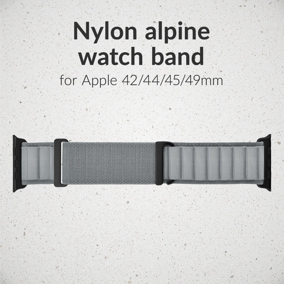 Mobilize Nylon Watch Band - Alpine - Black Connector - For Apple 42/44/45/49Mm - Light Grey - 123TelecomShop