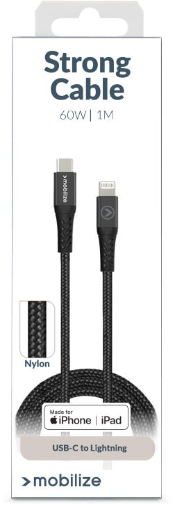 Mobilize Strong Nylon Cable Usb-C To Mfi Lightning 1M. 60W Black - 123TelecomShop