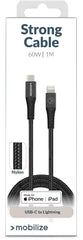 Mobilize Strong Nylon Cable Usb-C To Mfi Lightning 1M. 60W Black - 123TelecomShop