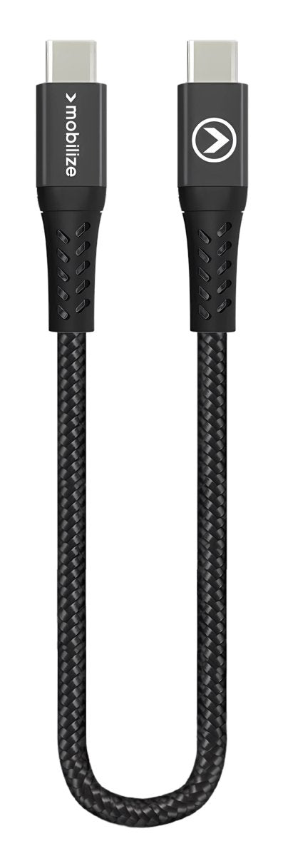 Mobilize Strong Nylon Cable Usb-C To Usb-C 20Cm. 100W Black - 123TelecomShop