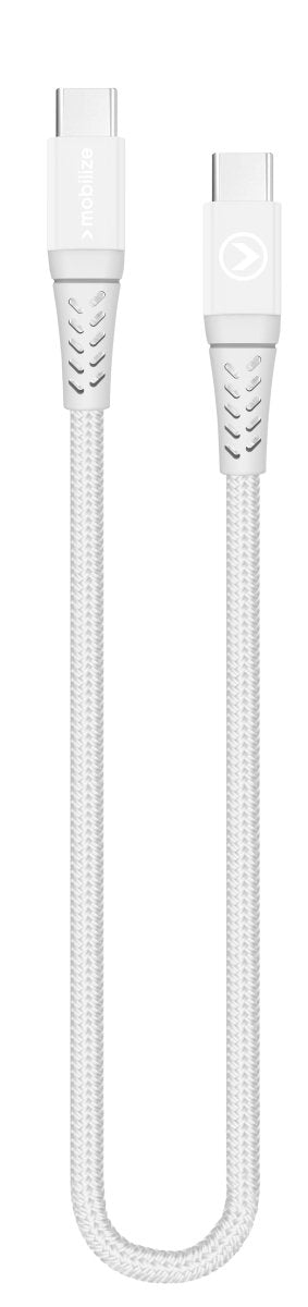 Mobilize Strong Nylon Cable Usb-C To Usb-C 20Cm. 100W White - 123TelecomShop
