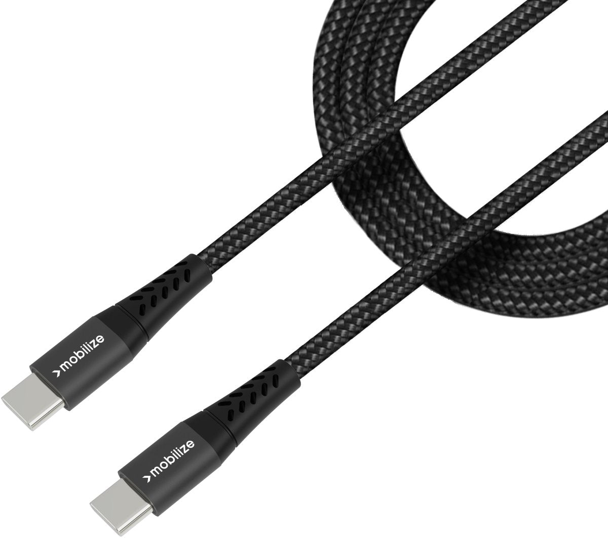 Mobilize Strong Nylon Cable Usb-C To Usb-C 2M. 100W Black - 123TelecomShop