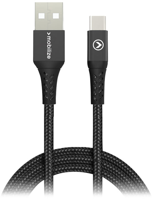 Mobilize Strong Nylon Cable Usb To Usb-C 1M. 15W Black - 123TelecomShop