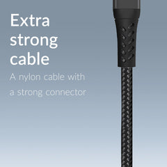 Mobilize Strong Nylon Cable Usb To Usb-C 20Cm. 15W Black - 123TelecomShop