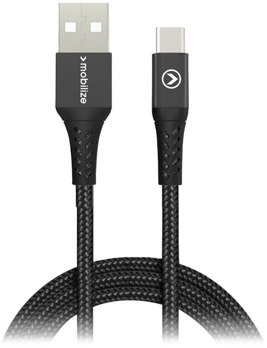 Mobilize Strong Nylon Cable Usb To Usb-C 2M. 15W Black - 123TelecomShop