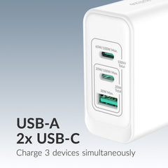 Mobilize Wall Charger 2X Usb-C + 1X Usb Gan 100W With Pd/Pps White - 123TelecomShop