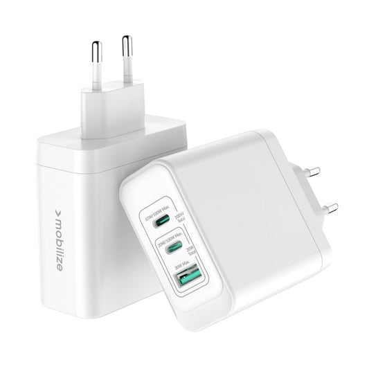 Mobilize Wall Charger 2X Usb-C + 1X Usb Gan 100W With Pd/Pps White - 123TelecomShop