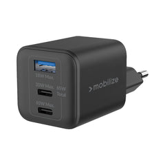 Mobilize Wall Charger 2X Usb-C + 1X Usb Gan 65W With Pd/Pps Black - 123TelecomShop