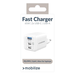 Mobilize Wall Charger 2X Usb-C + 1X Usb Gan 65W With Pd/Pps White - 123TelecomShop