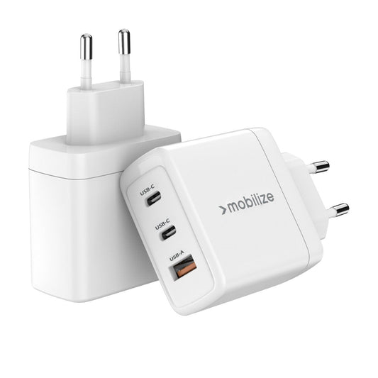 Mobilize Wall Charger 2X Usb-C + 1X Usb Gan 65W With Pd/Pps White - 123TelecomShop