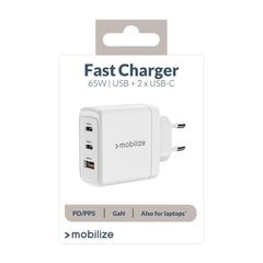 Mobilize Wall Charger 2X Usb-C + 1X Usb Gan 65W With Pd/Pps White - 123TelecomShop
