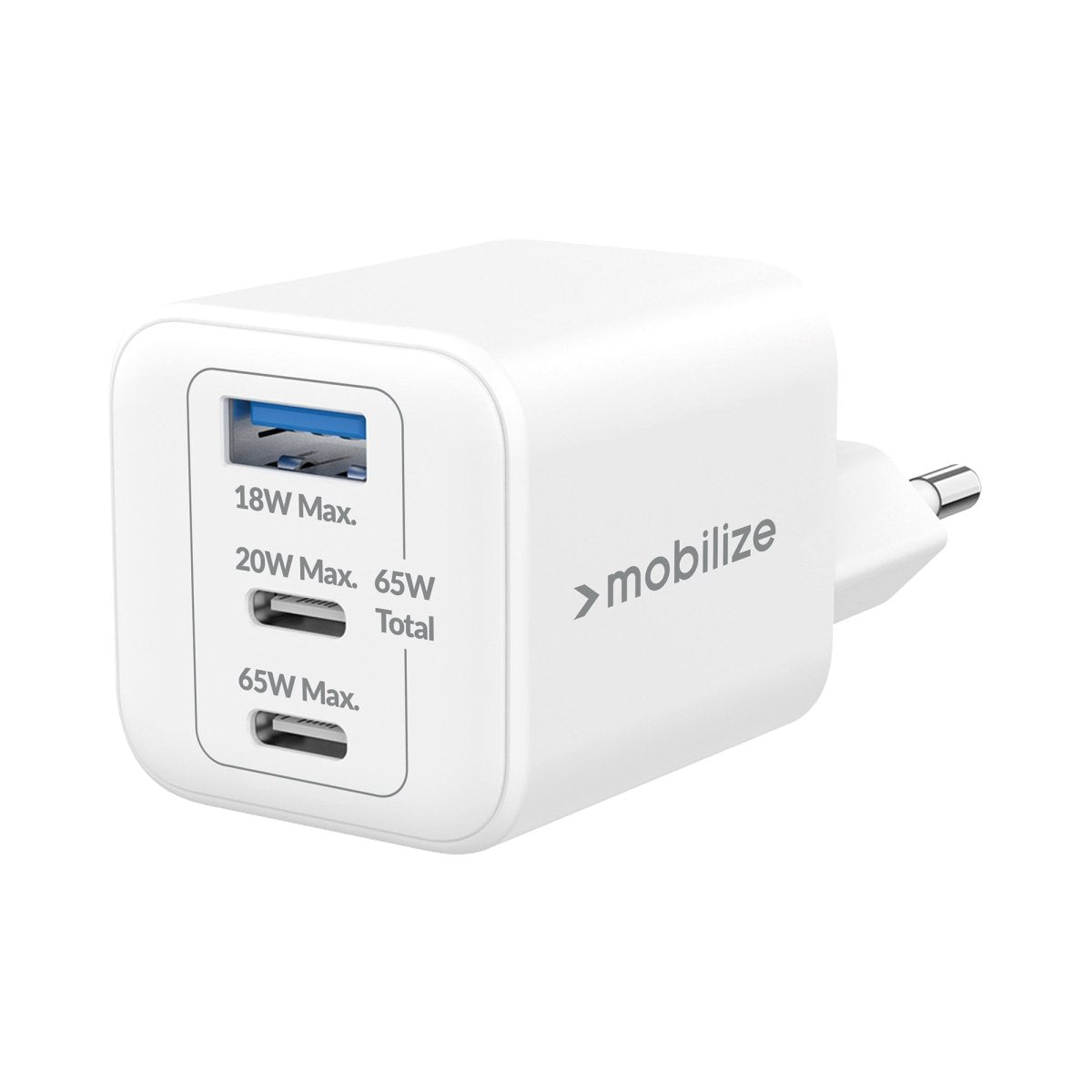 Mobilize Wall Charger 2X Usb-C + 1X Usb Gan 65W With Pd/Pps White - 123TelecomShop