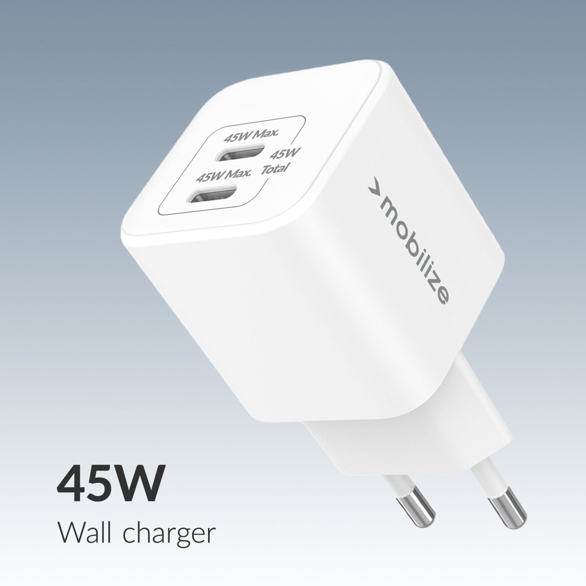 Mobilize Wall Charger 2X Usb-C Gan 45W With Pd/Pps White - 123TelecomShop