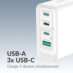 Mobilize Wall Charger 3X Usb-C + 1X Usb Gan 140W With Pd/Pps White - 123TelecomShop