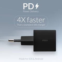 Mobilize Wall Charger Usb-C 20W With Pd + Mfi Lightning Nylon Cable 1.2M Black - 123TelecomShop