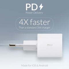 Mobilize Wall Charger Usb-C 20W With Pd + Mfi Lightning Nylon Cable 1.2M White - 123TelecomShop
