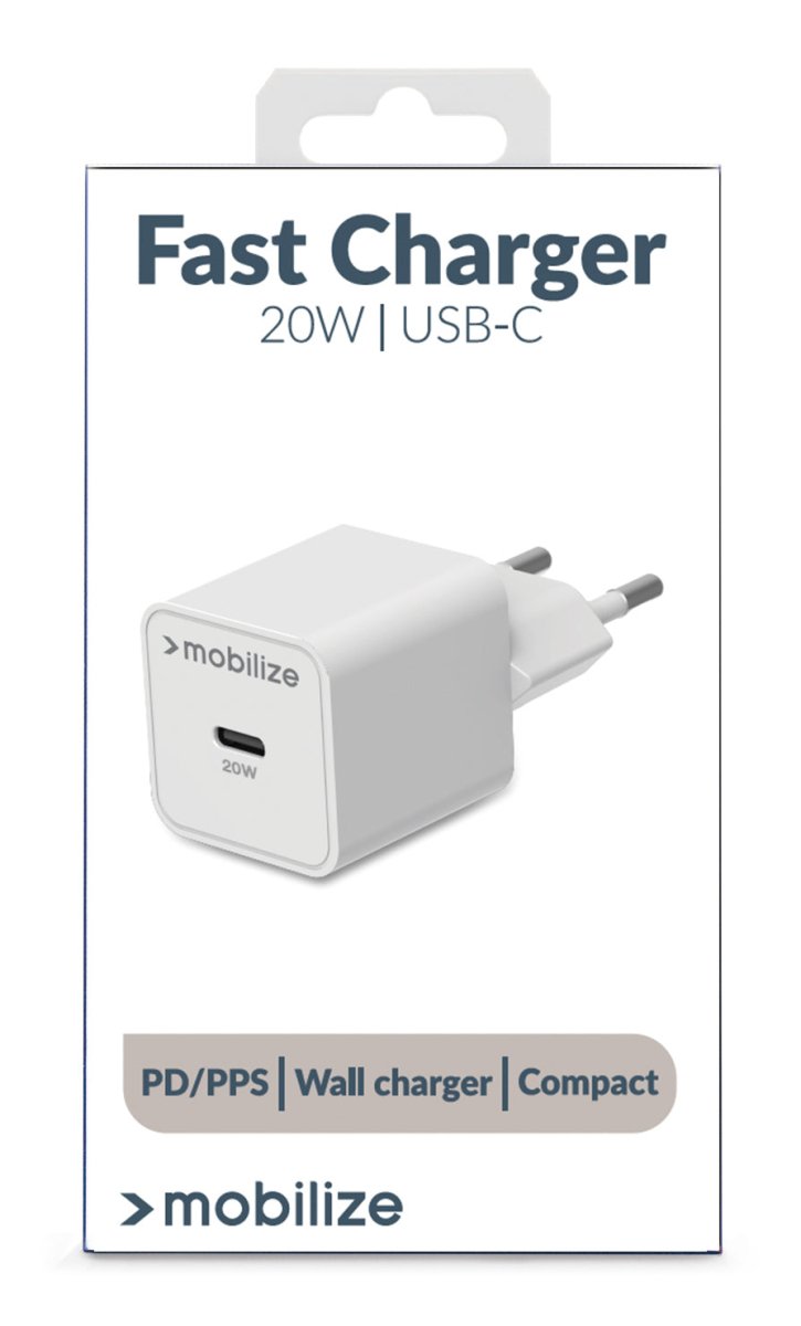 Mobilize Wall Charger Usb-C 20W With Pd/Pps White - 123TelecomShop