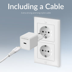 Mobilize Wall Charger Usb-C Gan 30W With Pd/Pps + Usb-C Nylon Cable 1.2M White - 123TelecomShop